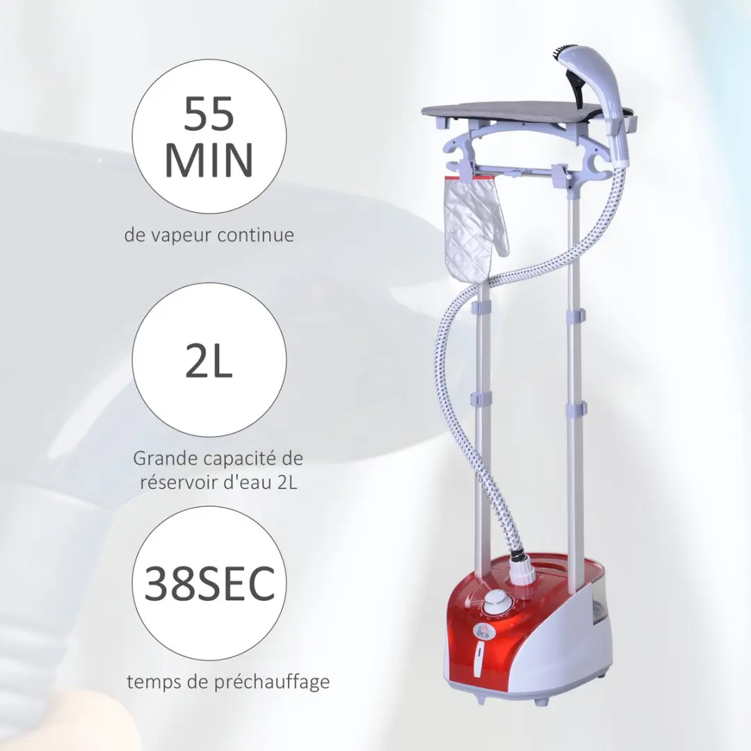 Homcom Kledingstomer 35L - 1950W - Rood - afbeelding 6 van 6