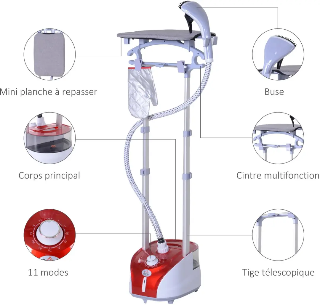 Homcom Kledingstomer 35L - 1950W - Rood