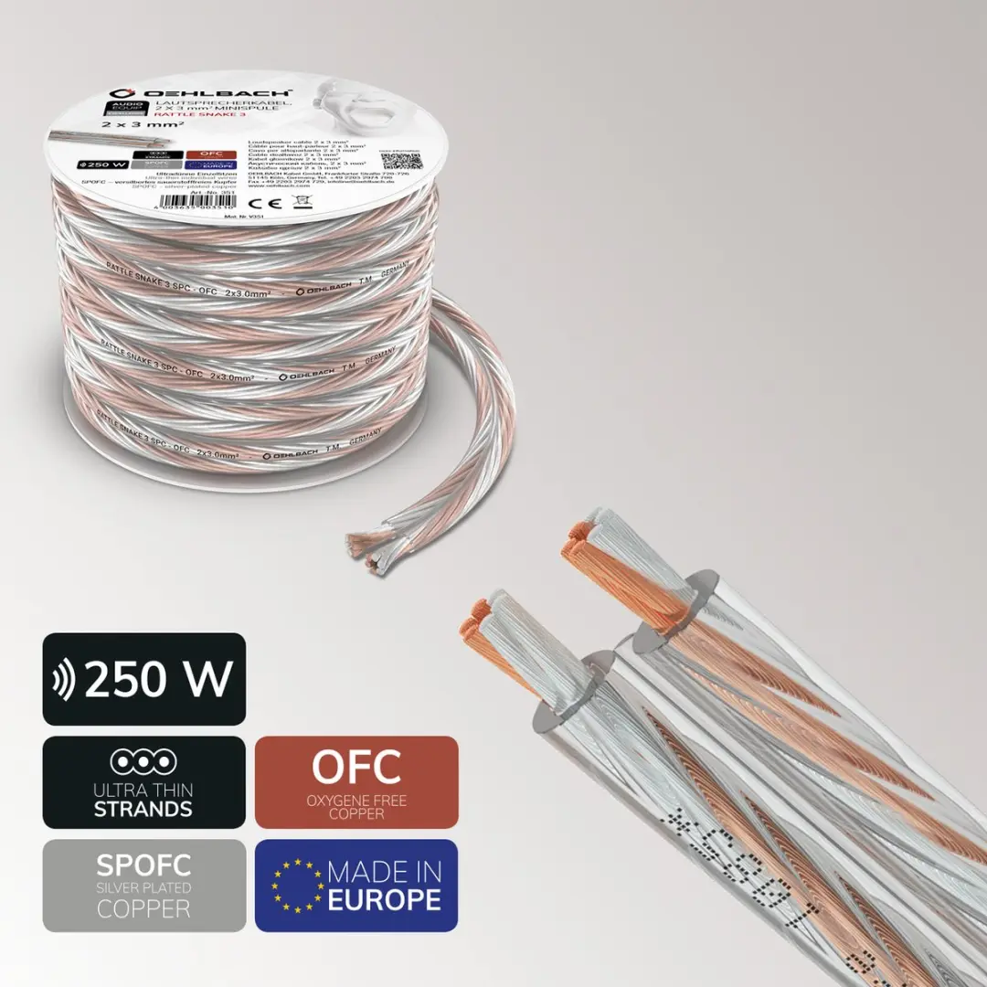 Oehlbach D1C350 Luidsprekerkabel 2x3mm² - Transparant