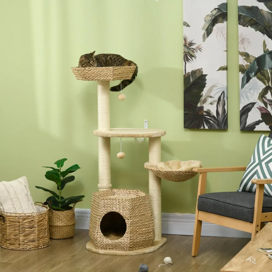 Pawhut Kattenboom 50x50x119cm - Crème