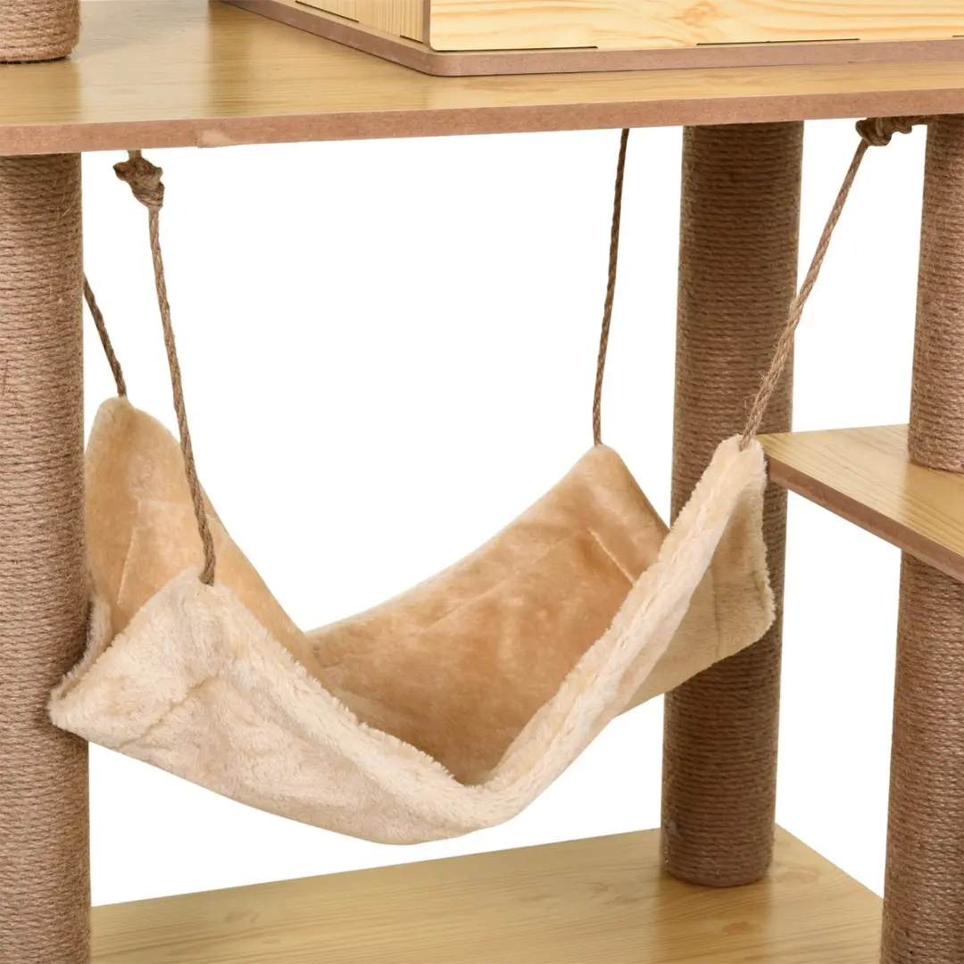 Pawhut Kattenboom Hout 60x40x130cm Beige
