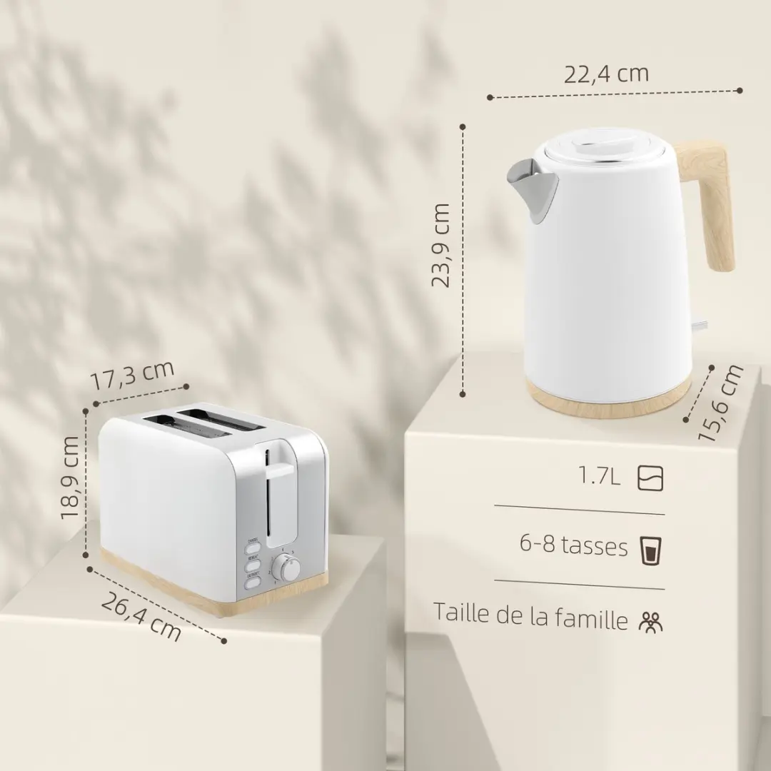 Homcom Waterkoker & Broodrooster 2200W - Wit