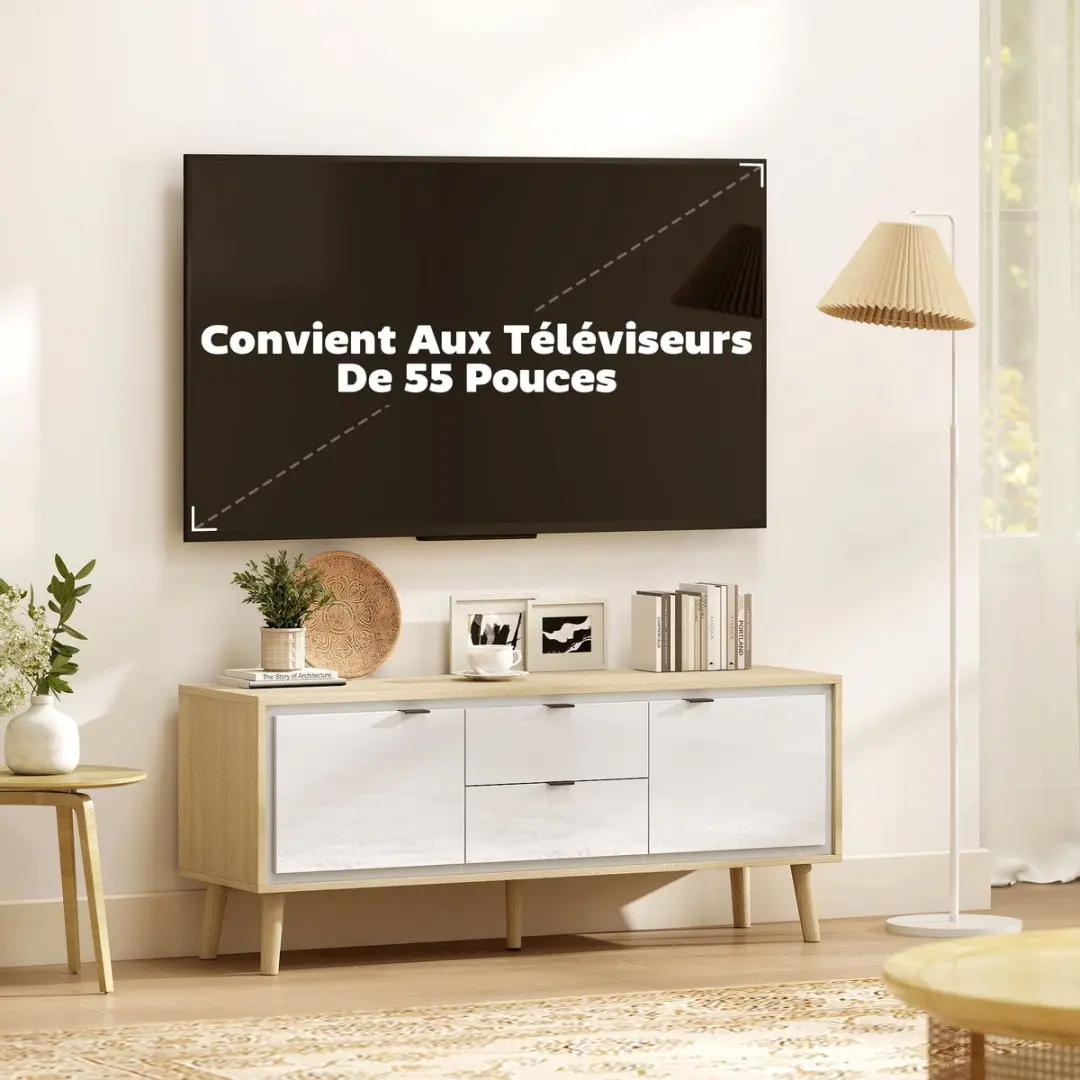 Homcom TV-meubel 83B-495V00WT - 120x35x50cm - Wit