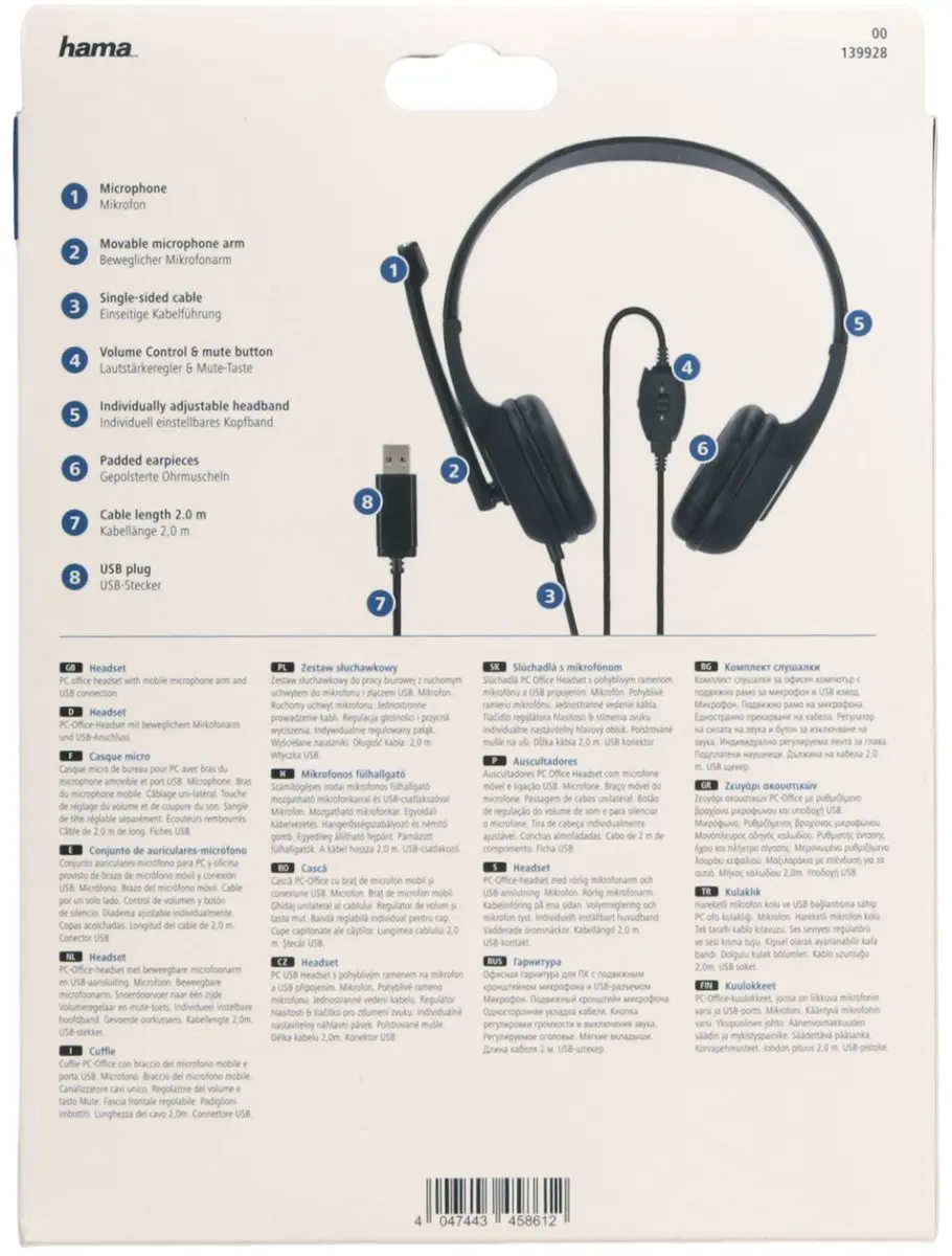 Hama HS-USB250 Headset - Zwart