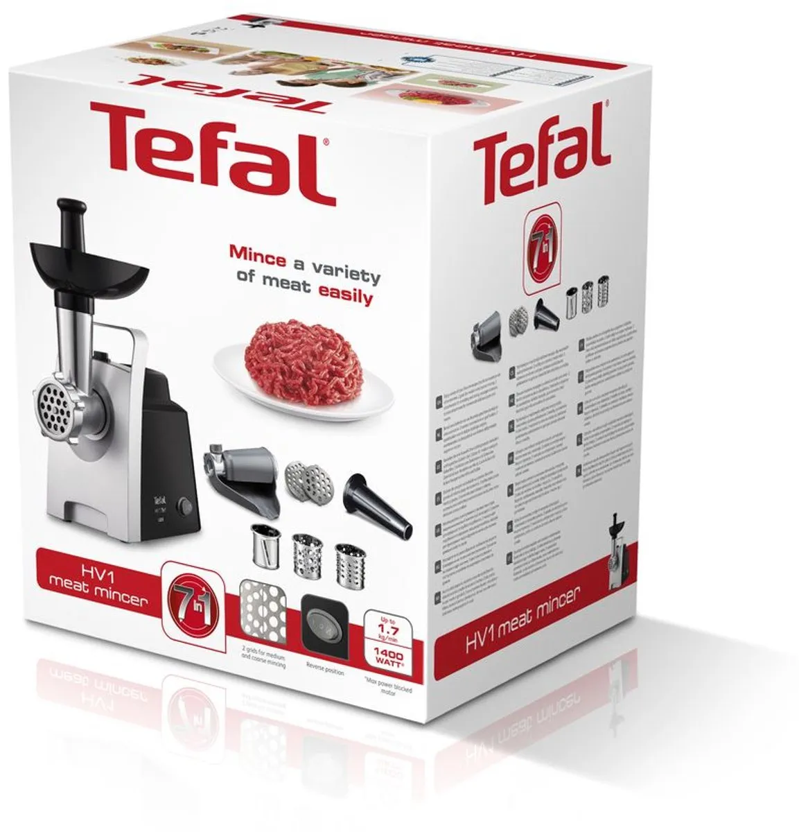 Tefal NE1098 Vleesmolen 1400W - 5 Platen & 2 Roosters - Zwart/Zilver - afbeelding 6 van 6