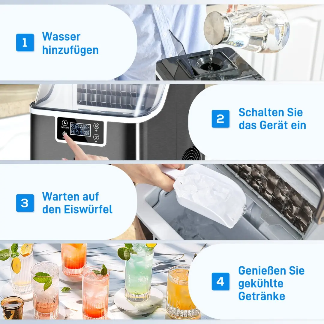 Homcom IJsblokjesmachine 130W - 3.2L - 1.2ml - Zwart