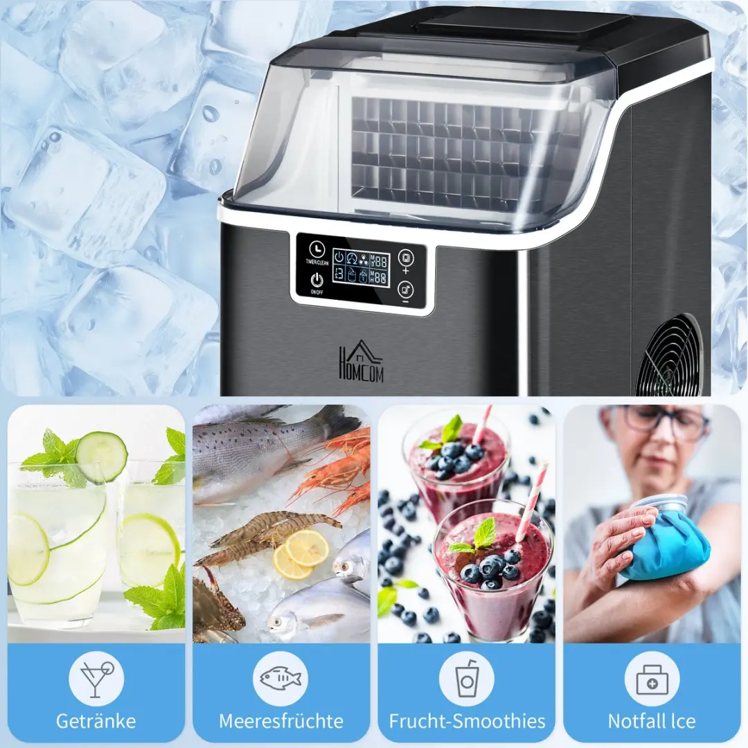 Homcom IJsblokjesmachine 130W - 3.2L - 1.2ml - Zwart