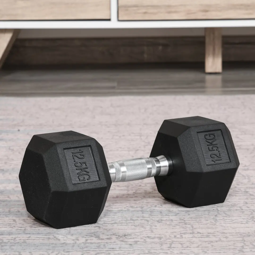 Homcom Rubber Dumbbell 12,5 kg - Zwart