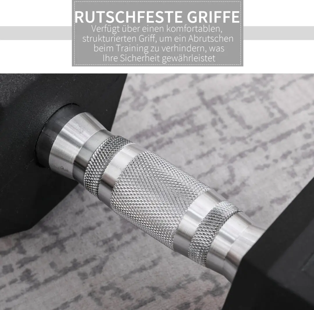 Homcom Rubber Dumbbell 12,5 kg - Zwart