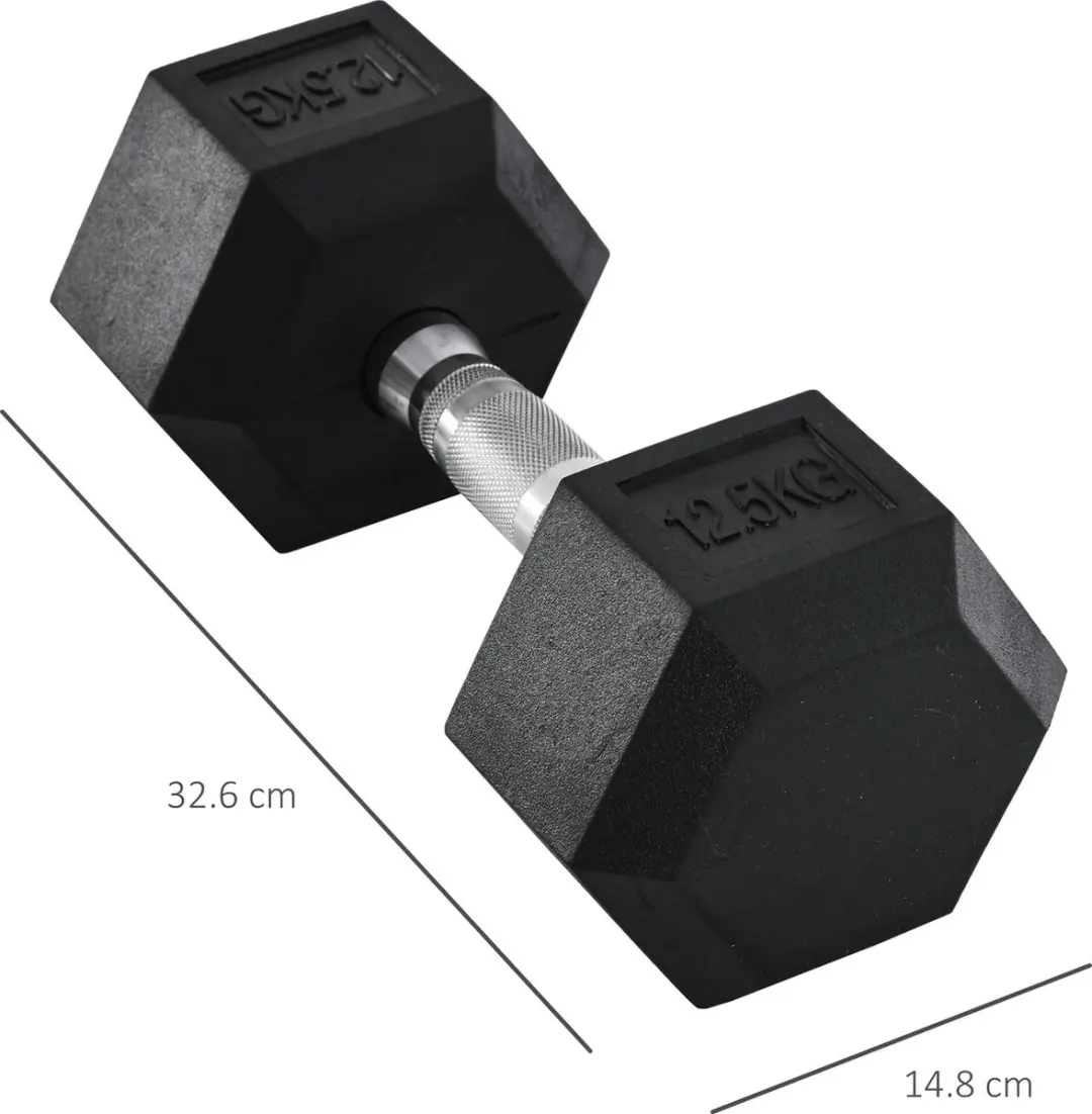 Homcom Rubber Dumbbell 12,5 kg - Zwart