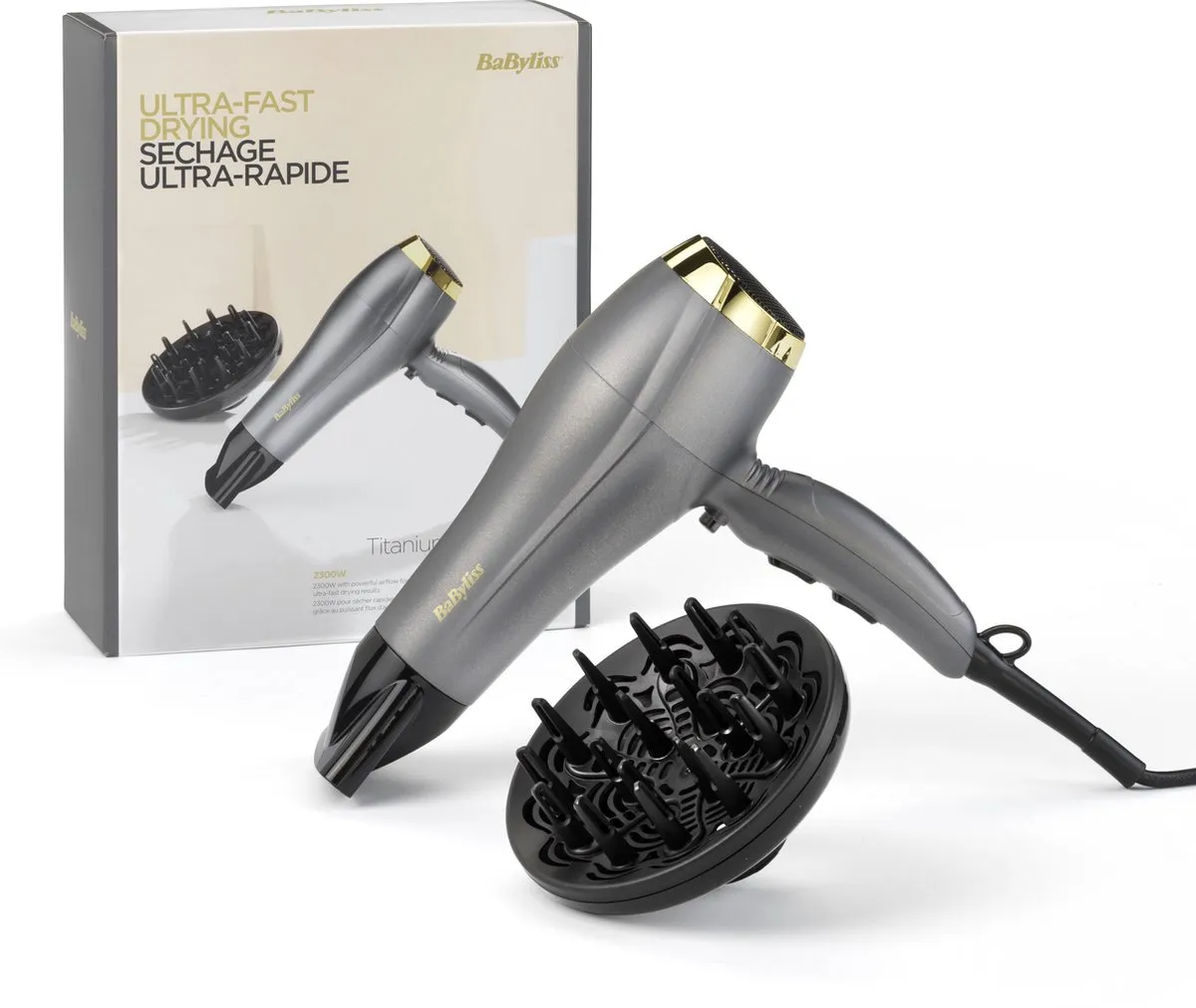 Babyliss Föhn 2300W - Goud/Titanium - Diffuser