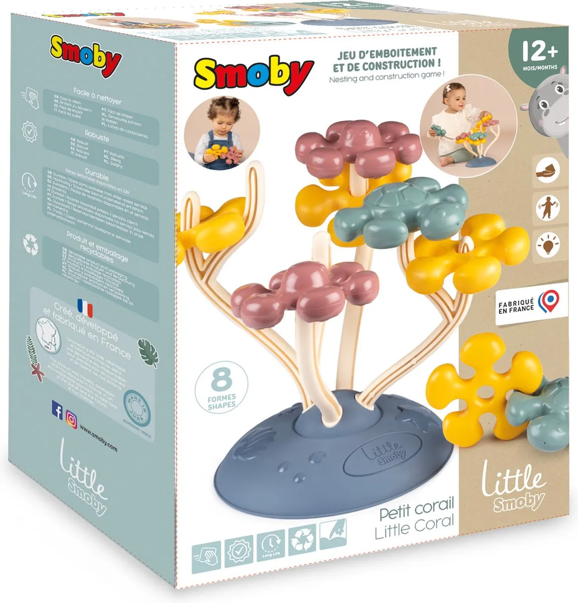 Smoby Little Coral Constructiespel - 8 Figuren - 9 Stukken - Blauw/Geel/Roze/ Groen