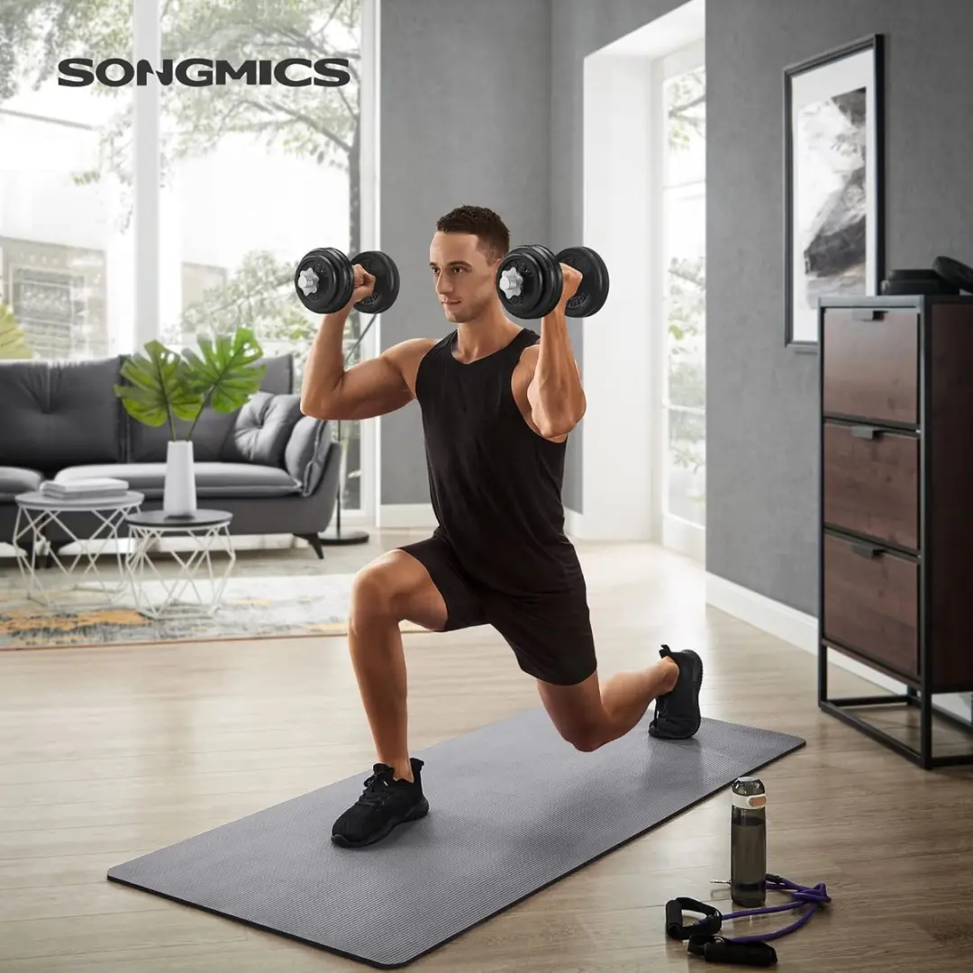 Songmics Gietijzeren Halterset 30kg - 2x15kg - Verstelbaar - Zwart