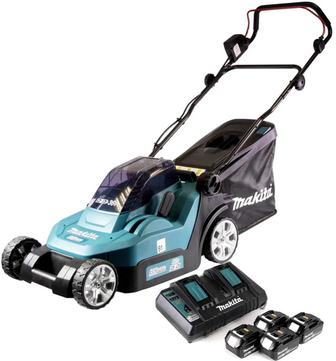 Makita DLM432PT4 Accu Grasmaaier 43cm - 4x 5.0Ah + Dubbele Lader - afbeelding 2 van 5