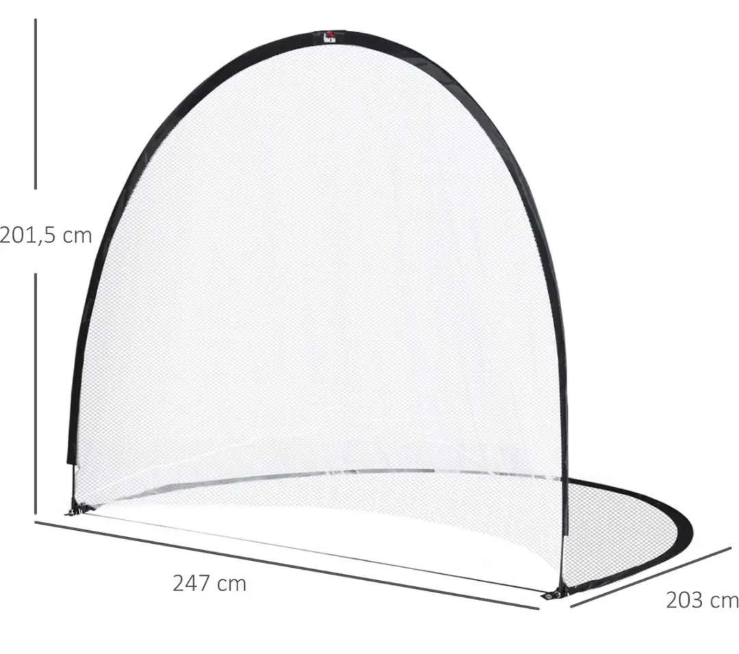 Homcom Voetbaldoelnet 247x203x201.5cm - Zwart