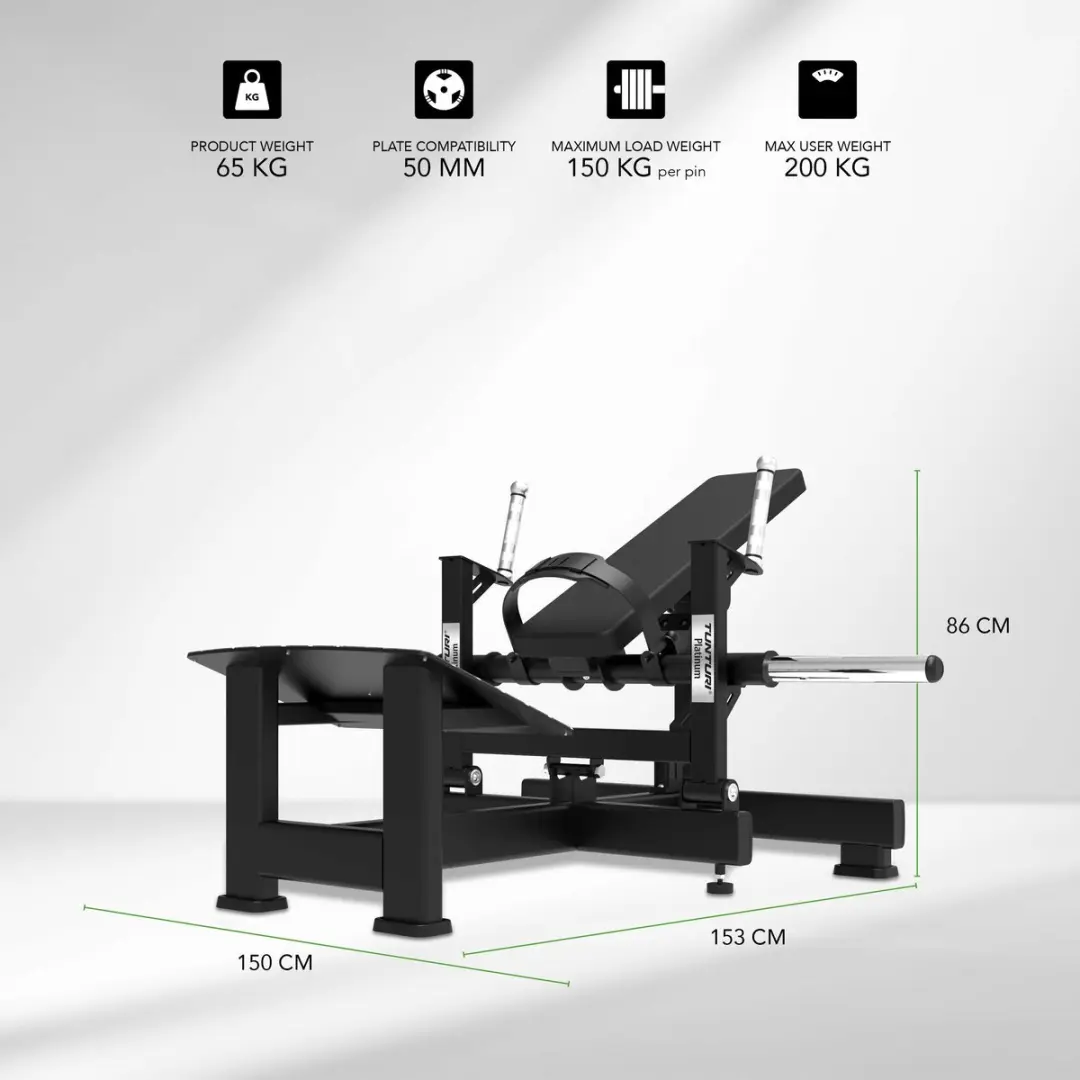 Tunturi Platinum Hip Thrust Krachtstation - 200kg - Zwart