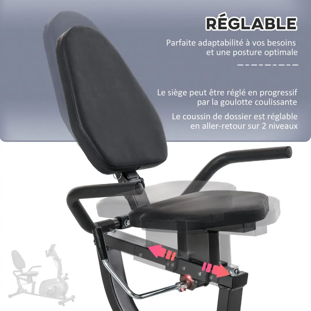 Homcom Magnetische Hometrainer 8 Niveaus - 121x62x101cm - Zwart