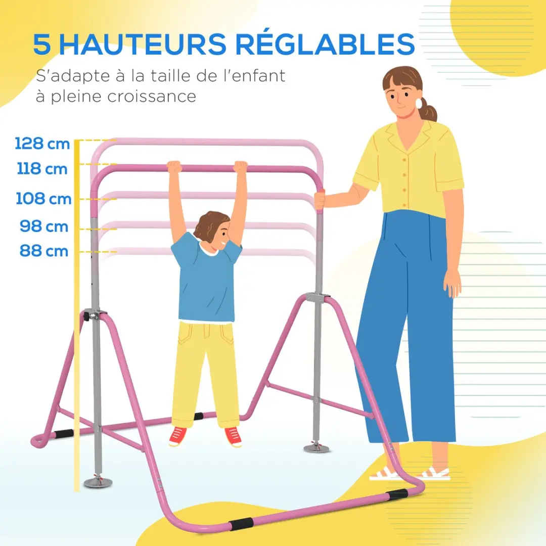 Homcom Kindergymnastiekstang Roze - 154x106cm - afbeelding 6 van 6