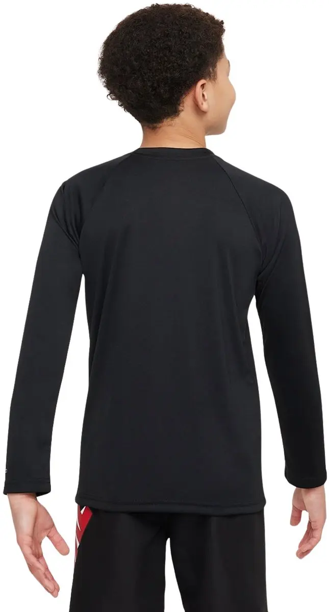 Nike Swim Hydroguard Essential LS Zwemshirt Junior 158 - Zwart/Wit
