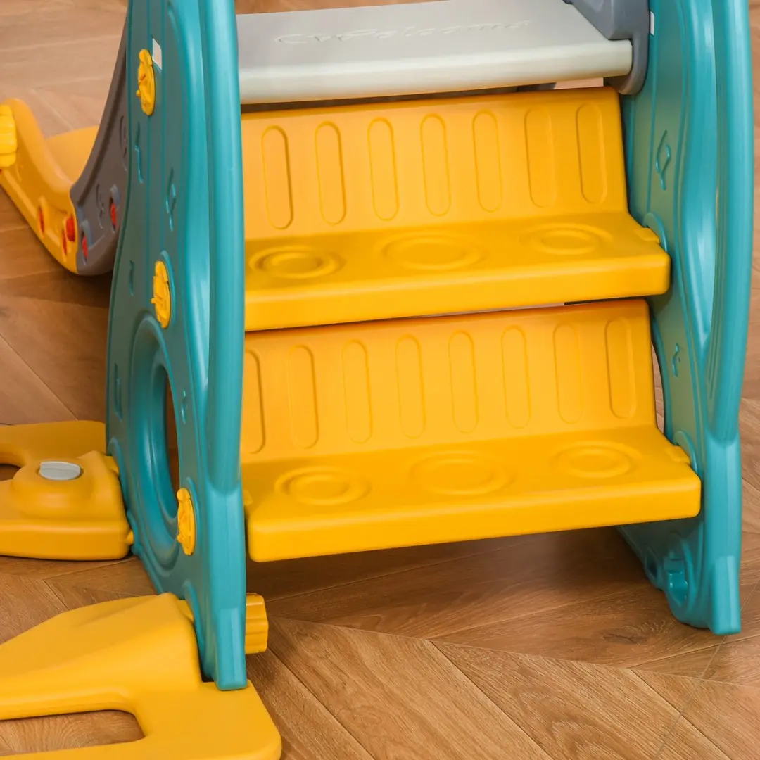 Homcom Kinderschommel Glijbaancombinatie 152x149x107cm - HDPE - Blauw/Grijs/Geel