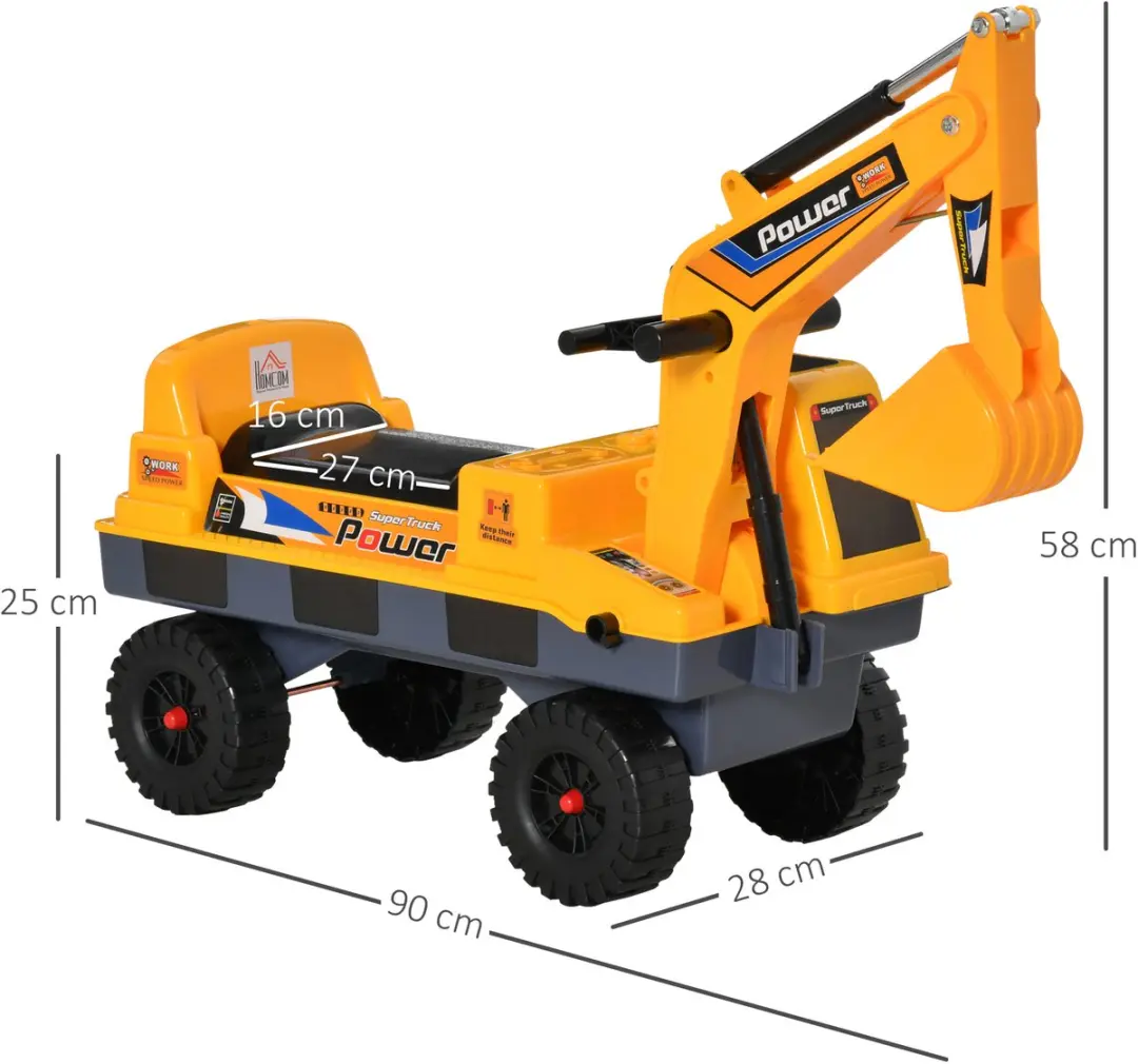 Homcom Loopauto - 90x28x58cm - Geel