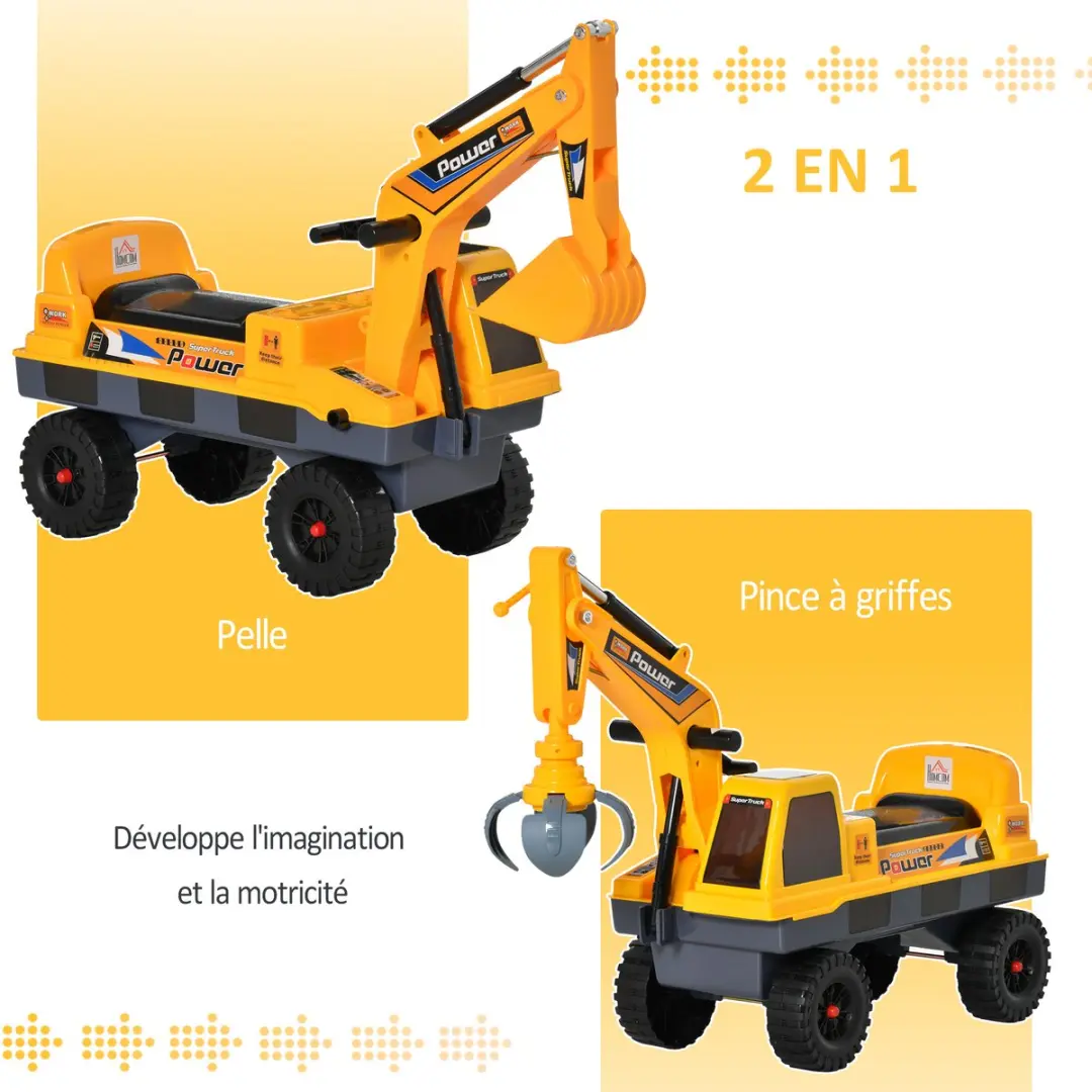 Homcom Loopauto - 90x28x58cm - Geel