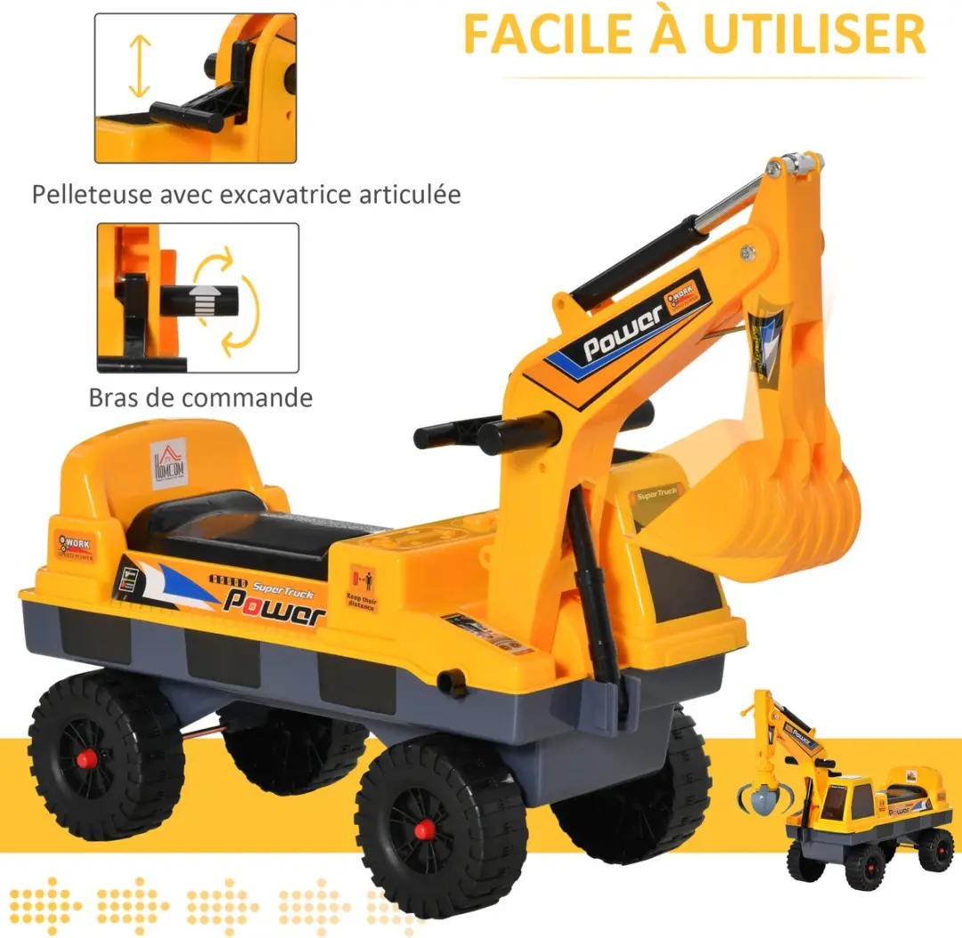 Homcom Loopauto - 90x28x58cm - Geel