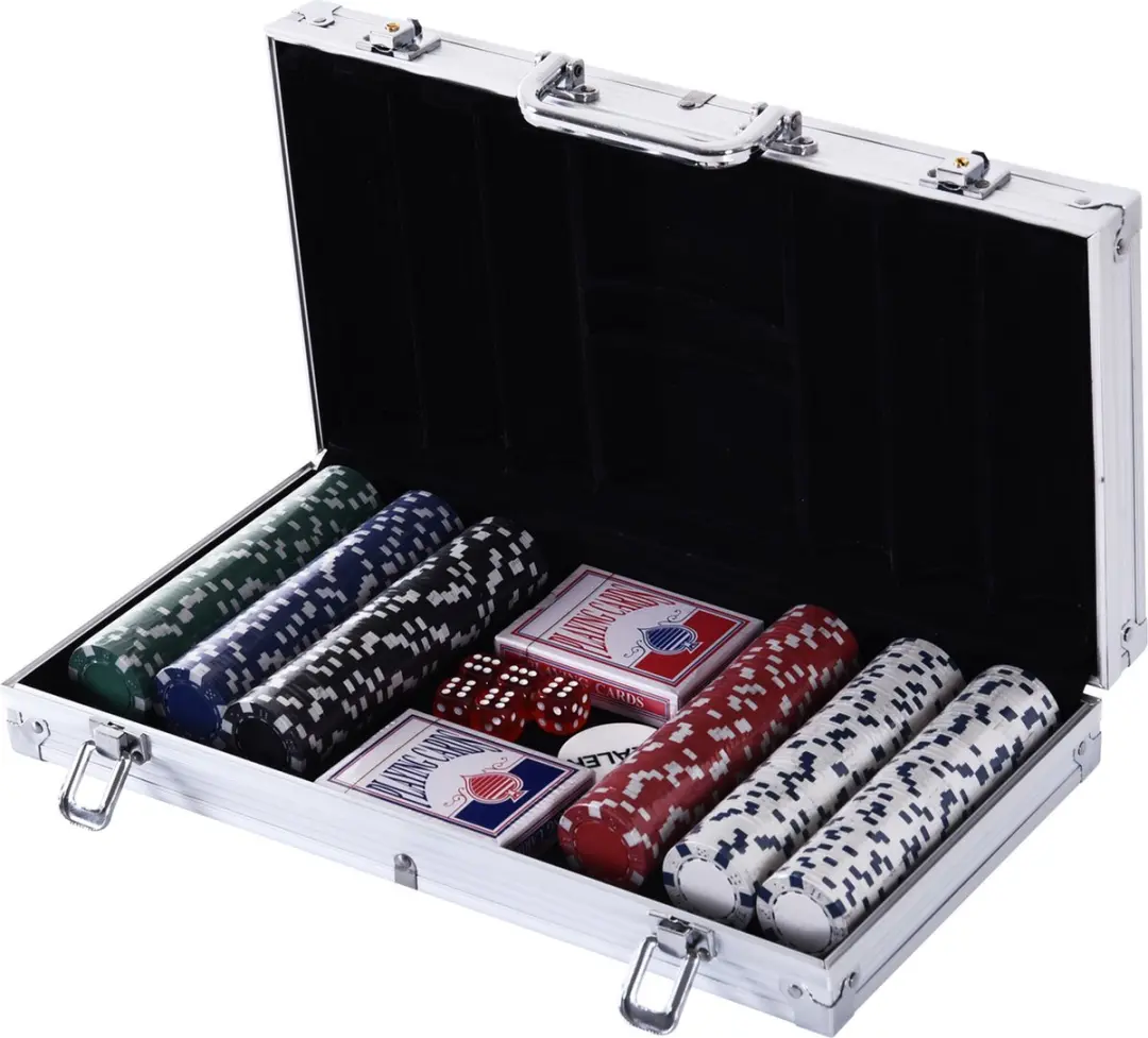 Homcom Pokerkoffer A70-014V01 - 300 Chips - Zilver
