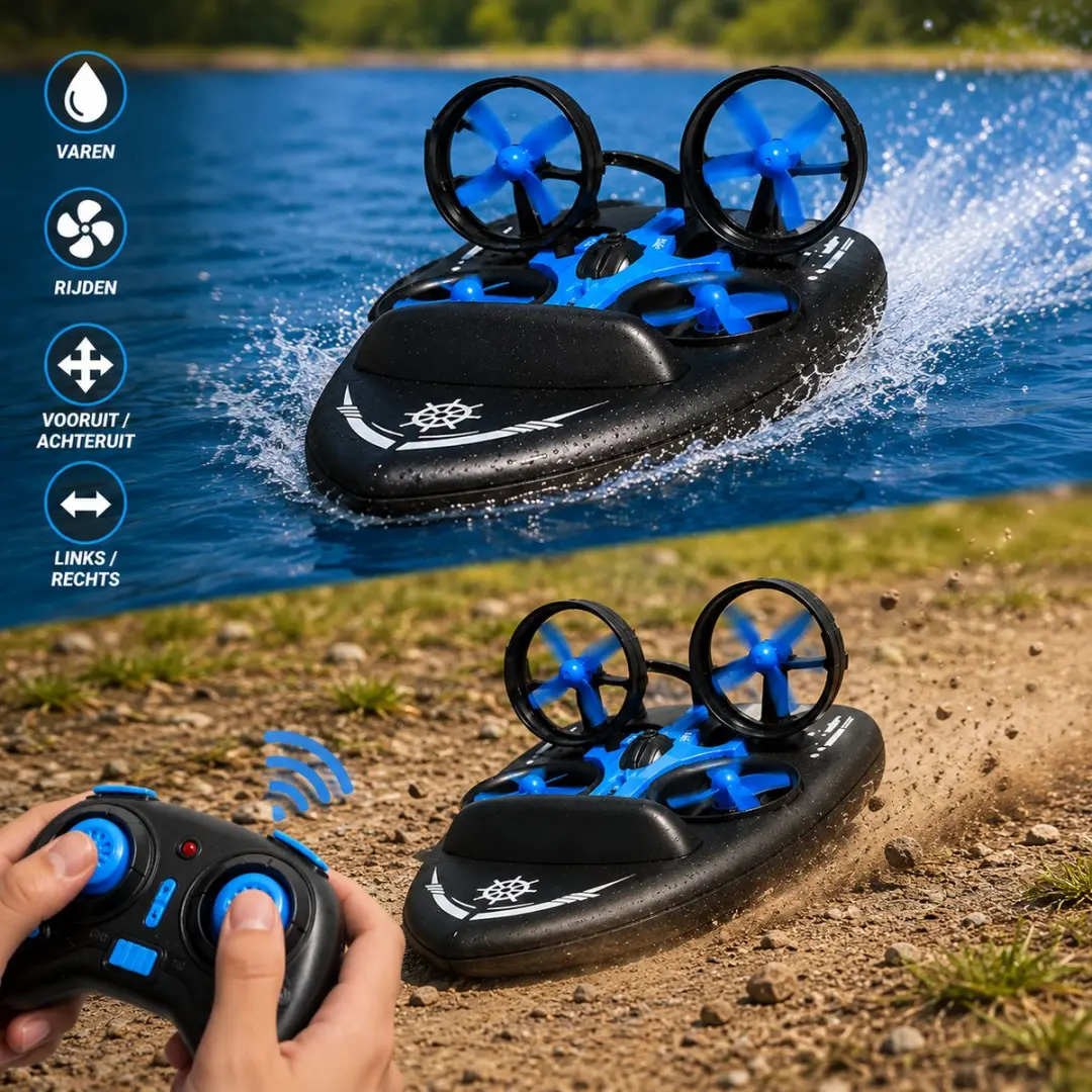 RedParrot Afstandsbestuurbare Hoovercraft Drone - Blauw/Zwart