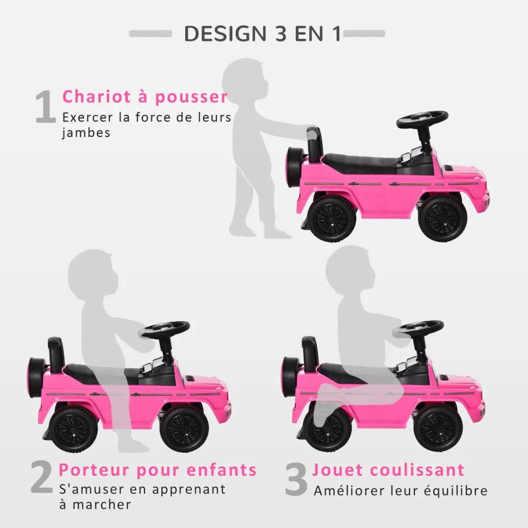 Homcom Kinderglijwagen PP 62,5x28,5x45cm - Roze