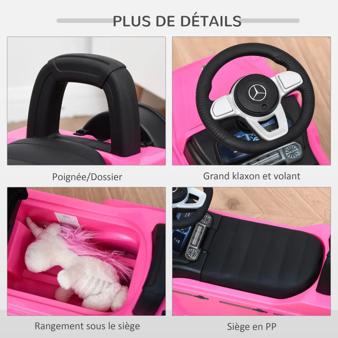 Homcom Kinderglijwagen PP 62,5x28,5x45cm - Roze