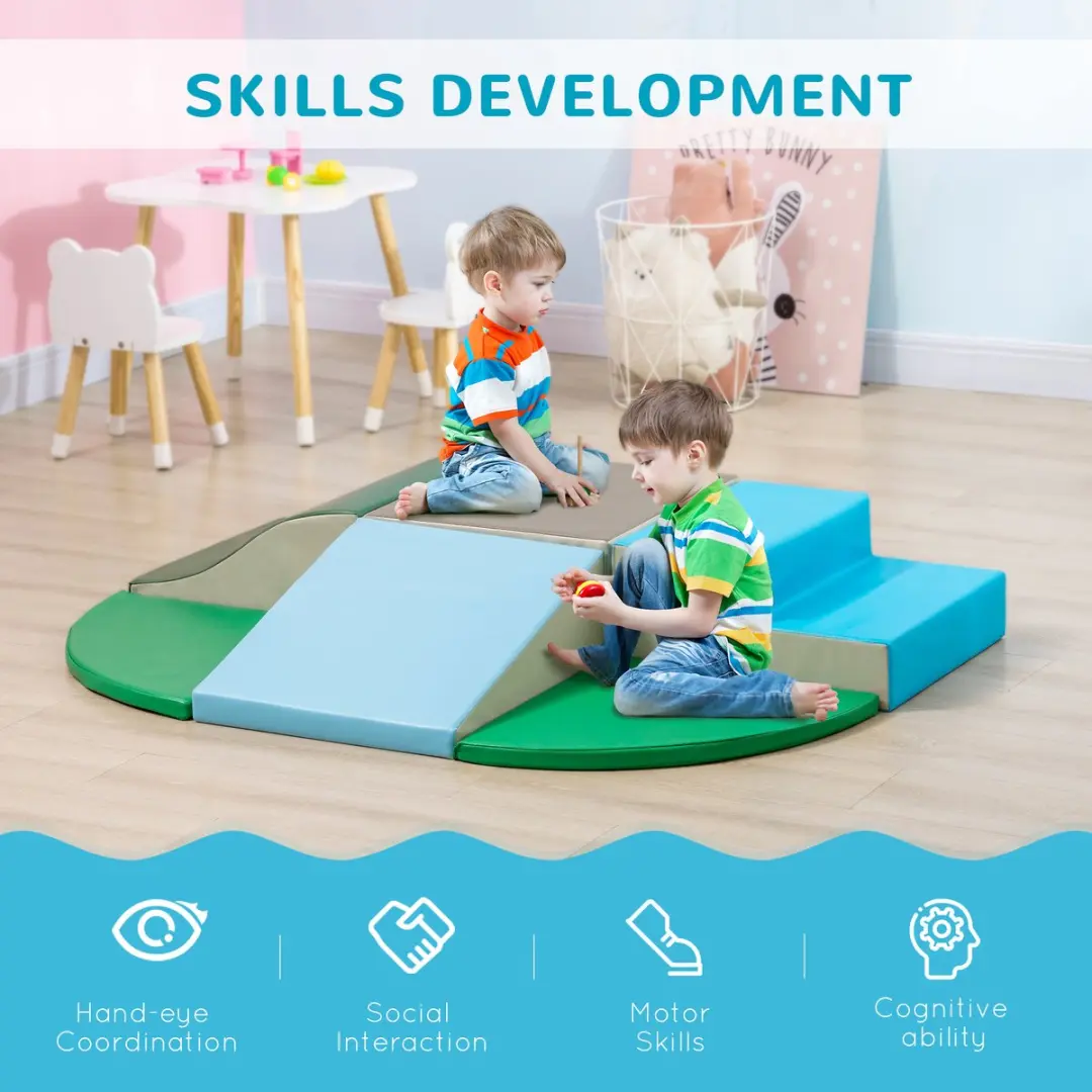 Homcom Kids Soft Play Set 150x100x24cm - 6-delig - Multicolor