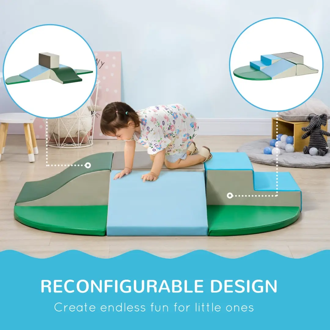 Homcom Kids Soft Play Set 150x100x24cm - 6-delig - Multicolor - afbeelding 6 van 6