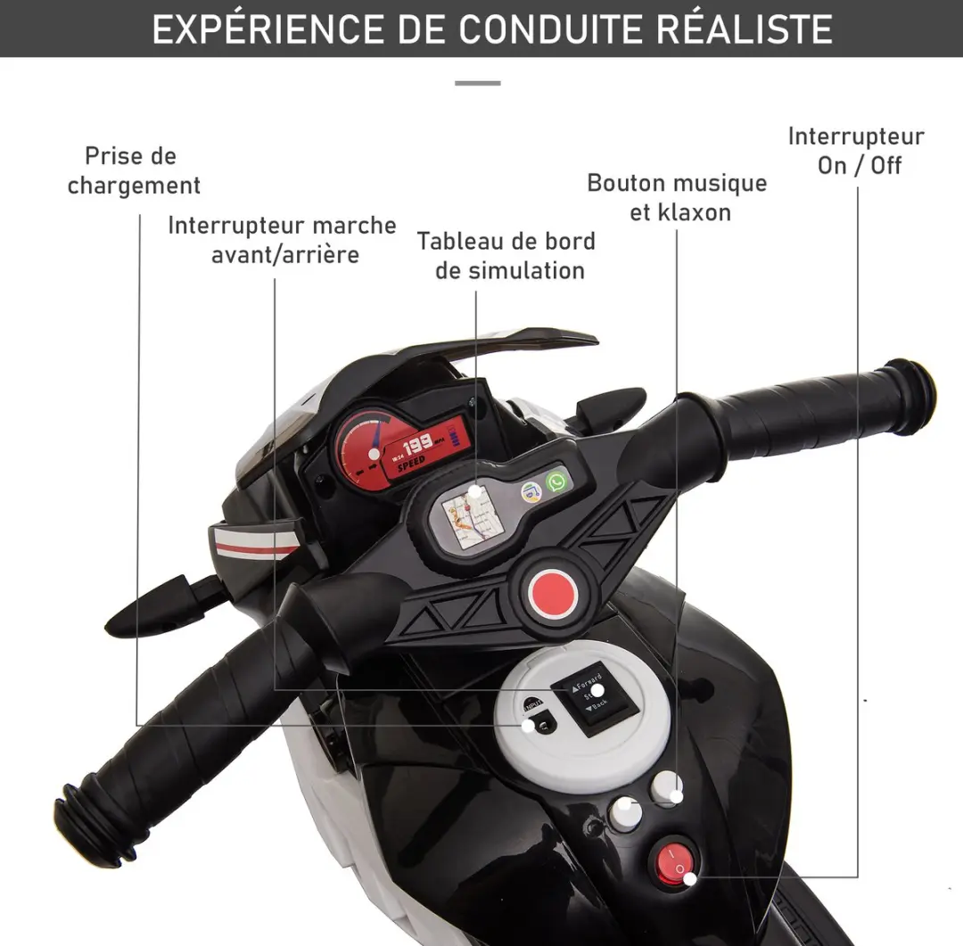 Homcom Elektrische Motorfiets - Zwart