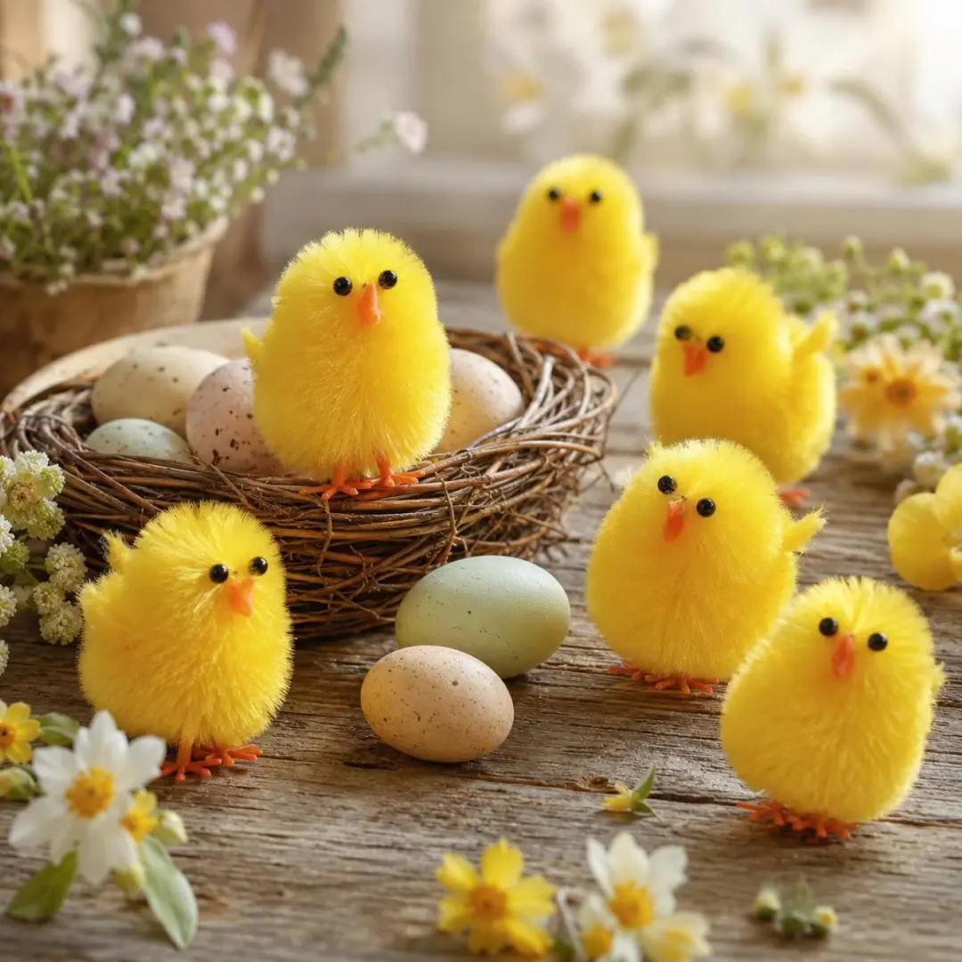 Decoris Mini Kuikentjes 18 Stuks - Geel