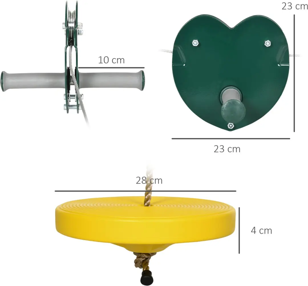 Outsunny Zipline Set 28x28x140cm - Geel