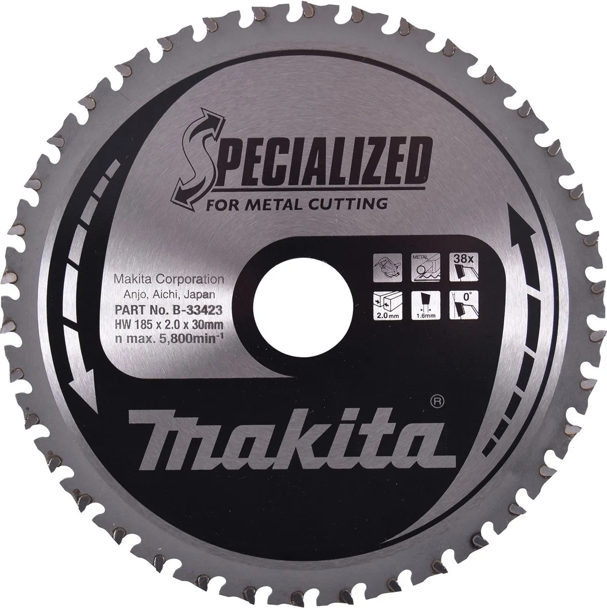 Makita Zaagblad Staal 185x30x2mm 38T B-33423