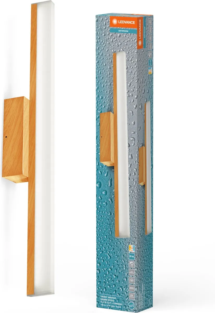 LEDVANCE Orbis Mirror 60cm Click CCT - 10W 950lm - Houten decor