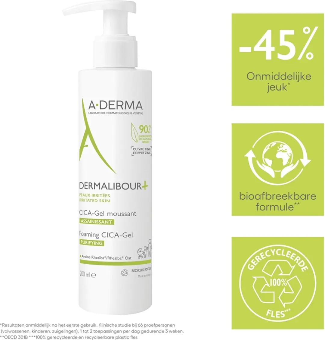 A-Derma Dermalibour+ Cica Zuiverende Schuimende Gel 200ml