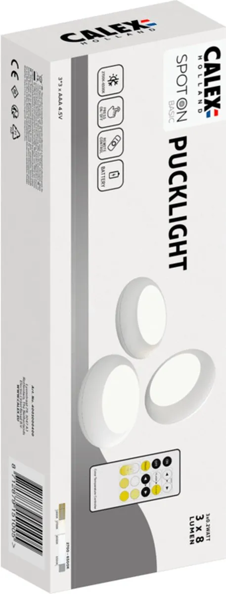 Calex Kastverlichting Draadloos - 3 Stuks - Wit 6500K