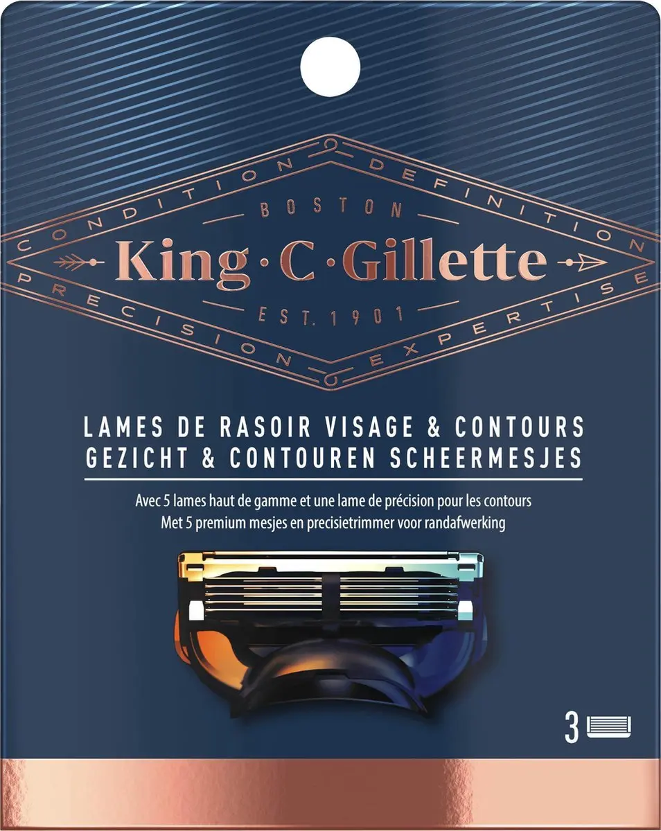 King C. Gillette Gezicht & Contouren Scheermesjes 5-Blad - 3 Stuks