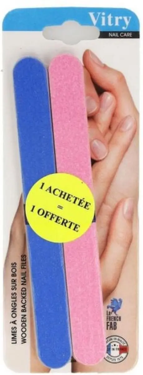 Vitry Nagelvijl Wood Backed Ref.68 - 5 Stuks - Blauw & Roze