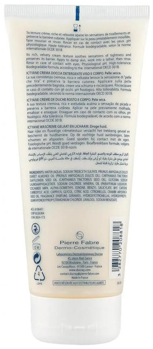 Ducray Ictyane Crème De Douche Lavante 200ml