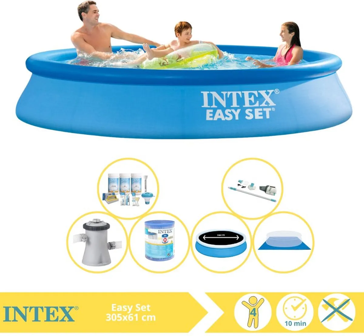 Intex Easy Set Zwembad 305x61cm - 3077L - Blauw - 28116NP