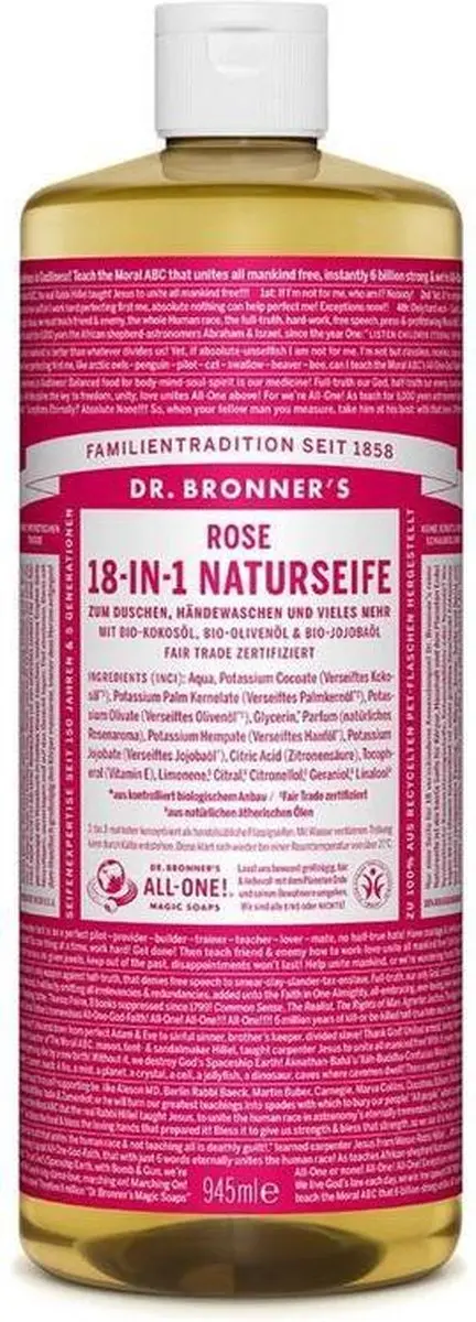 Dr. Bronner's Vloeibare Zeep Rozen 945ml - afbeelding 6 van 6