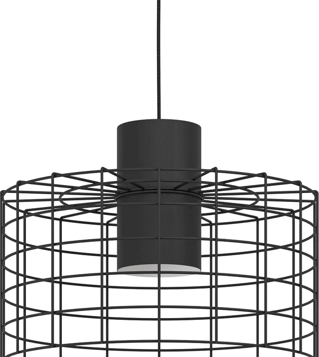 Eglo Milligan Hanglamp E27 - Industrieel Ø38cm - Zwart/Wit