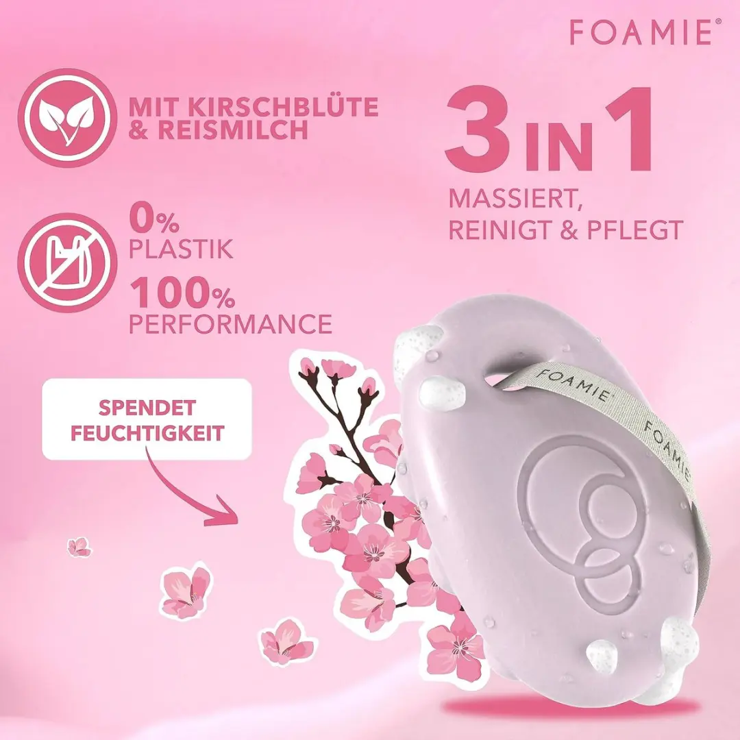 Foamie Cherry Kiss Solid Shower Gel 80g - Kersenbloesem & Rijstmelk