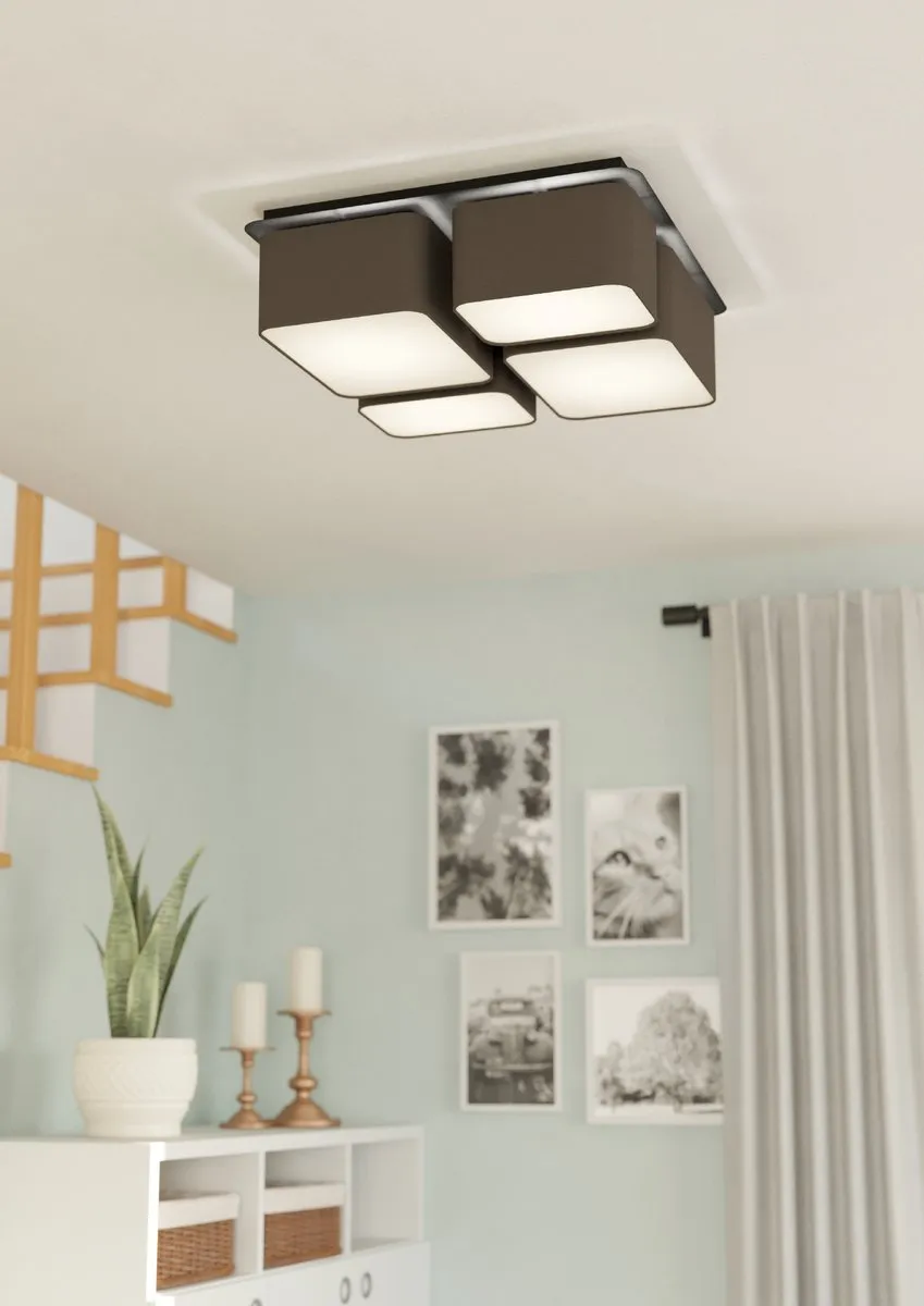 Eglo Mordazo Plafondlamp 51cm - 4 Lichtpunten - Zwart/Antraciet