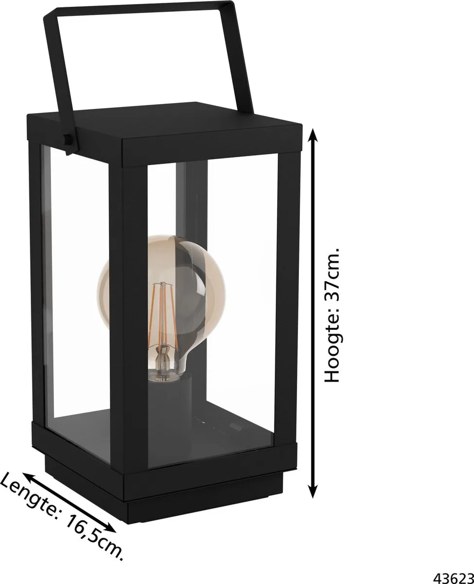 Eglo Bradford 1 Tafellamp E27 - 37 cm - Zwart