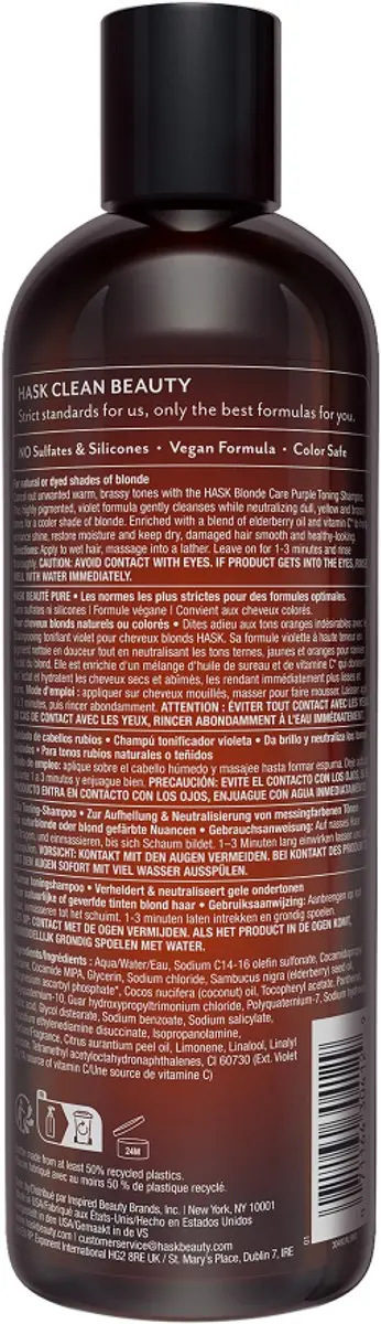 Hask Shampoo Bar Purple Blonde Care 355ml